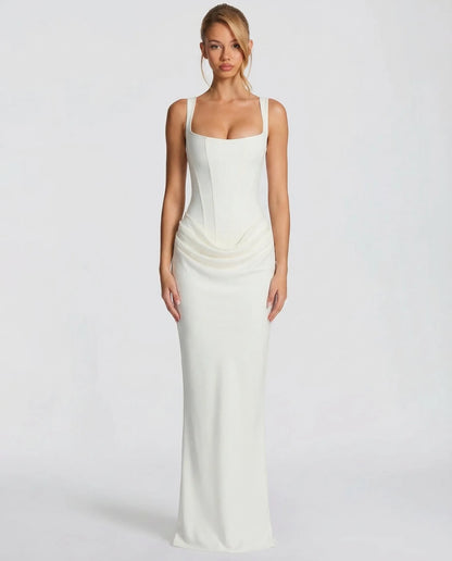 Women's Formal Evening Maxi Wedding Guest Dress with Corset