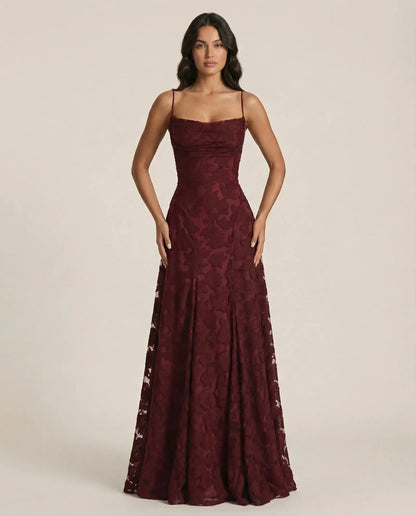 Women's Formal Evening Maxi Wedding Guest Dress with Cowl Neck