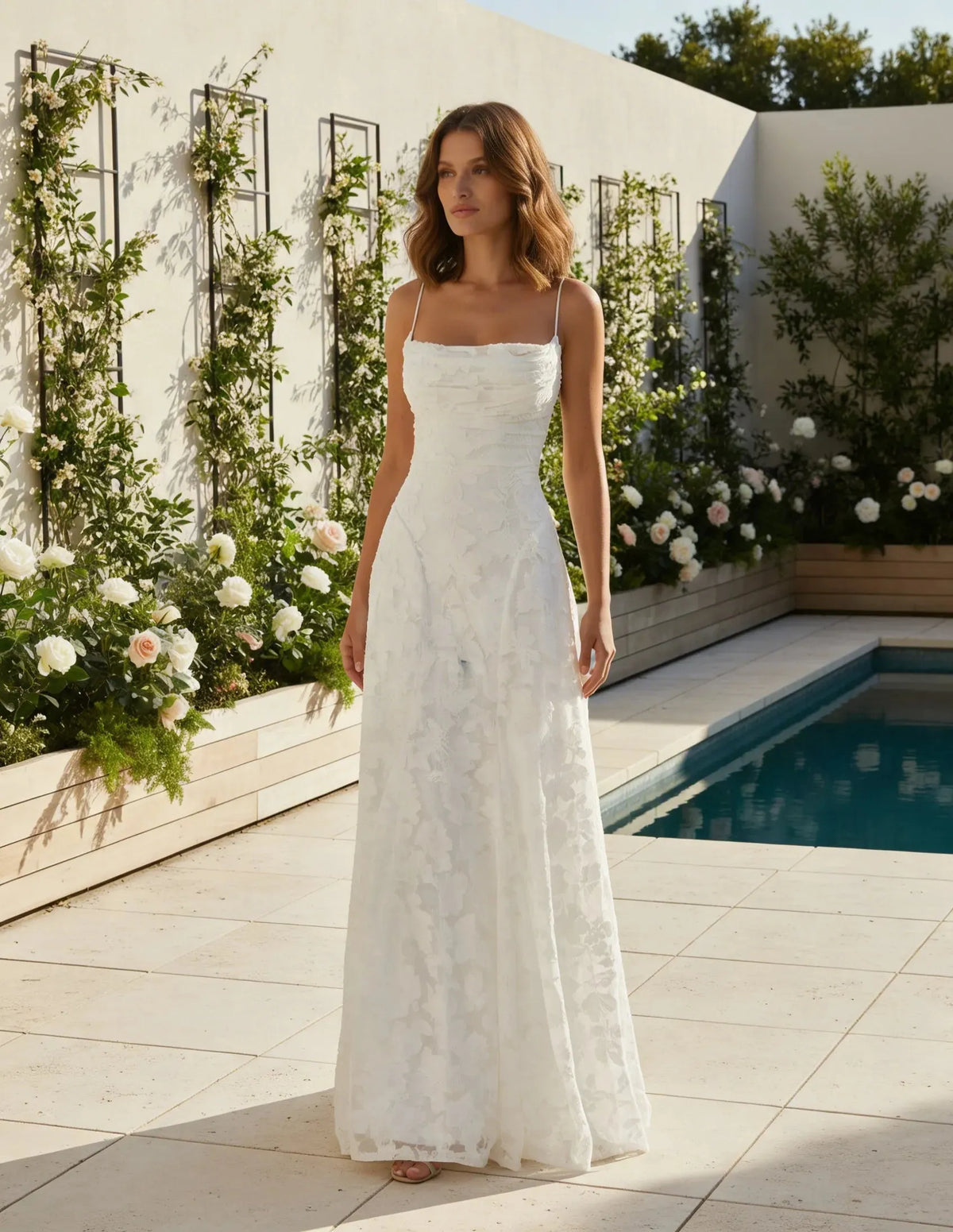 Women's Formal Evening Maxi Wedding Guest Dress with Cowl Neck