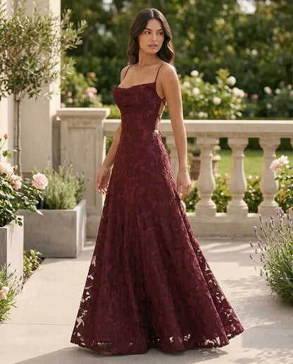 Women's Formal Evening Maxi Wedding Guest Dress with Cowl Neck