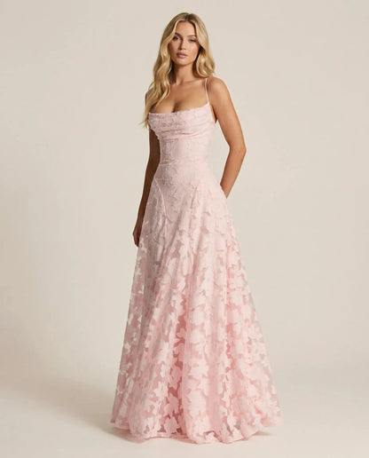 Women's Formal Evening Maxi Wedding Guest Dress with Cowl Neck