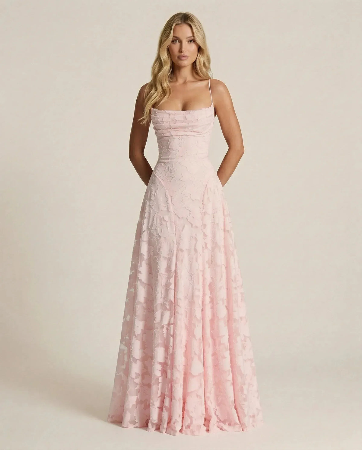 Women's Formal Evening Maxi Wedding Guest Dress with Cowl Neck