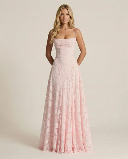 Women's Formal Evening Maxi Wedding Guest Dress with Cowl Neck