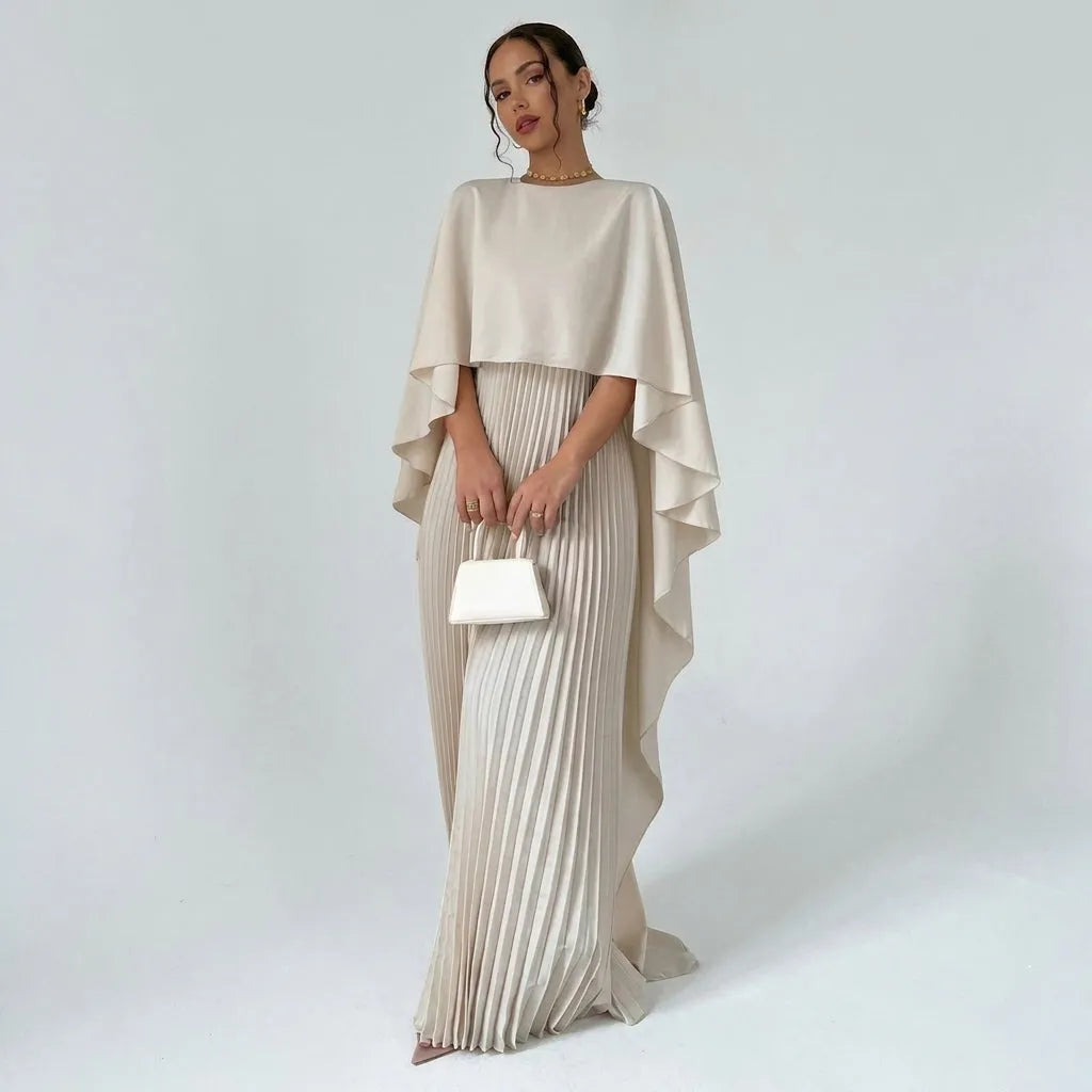 Women's Formal Evening Maxi Wedding Guest Dress with High Neck
