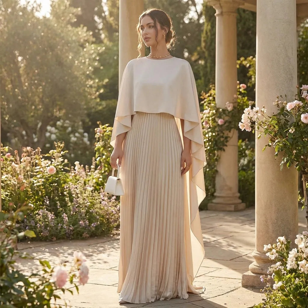 Women's Formal Evening Maxi Wedding Guest Dress with High Neck