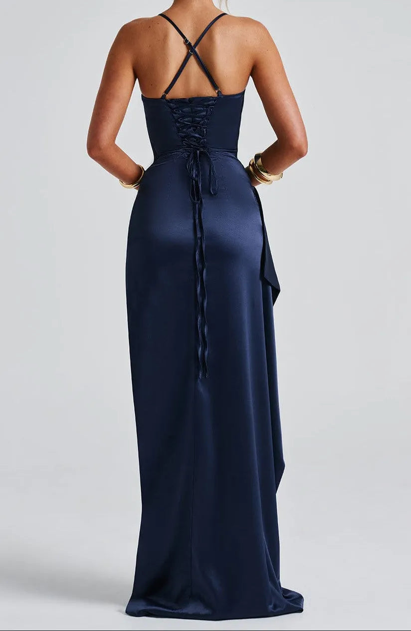 Women’s Formal Evening Maxi Wedding Guest Dress with High Slit
