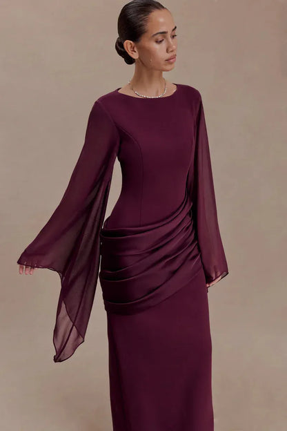 Women's Formal Evening Maxi Wedding Guest Dress with Ruched
