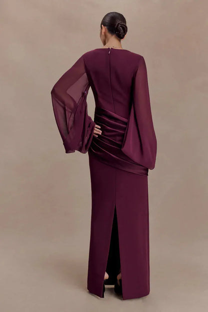 Women's Formal Evening Maxi Wedding Guest Dress with Ruched