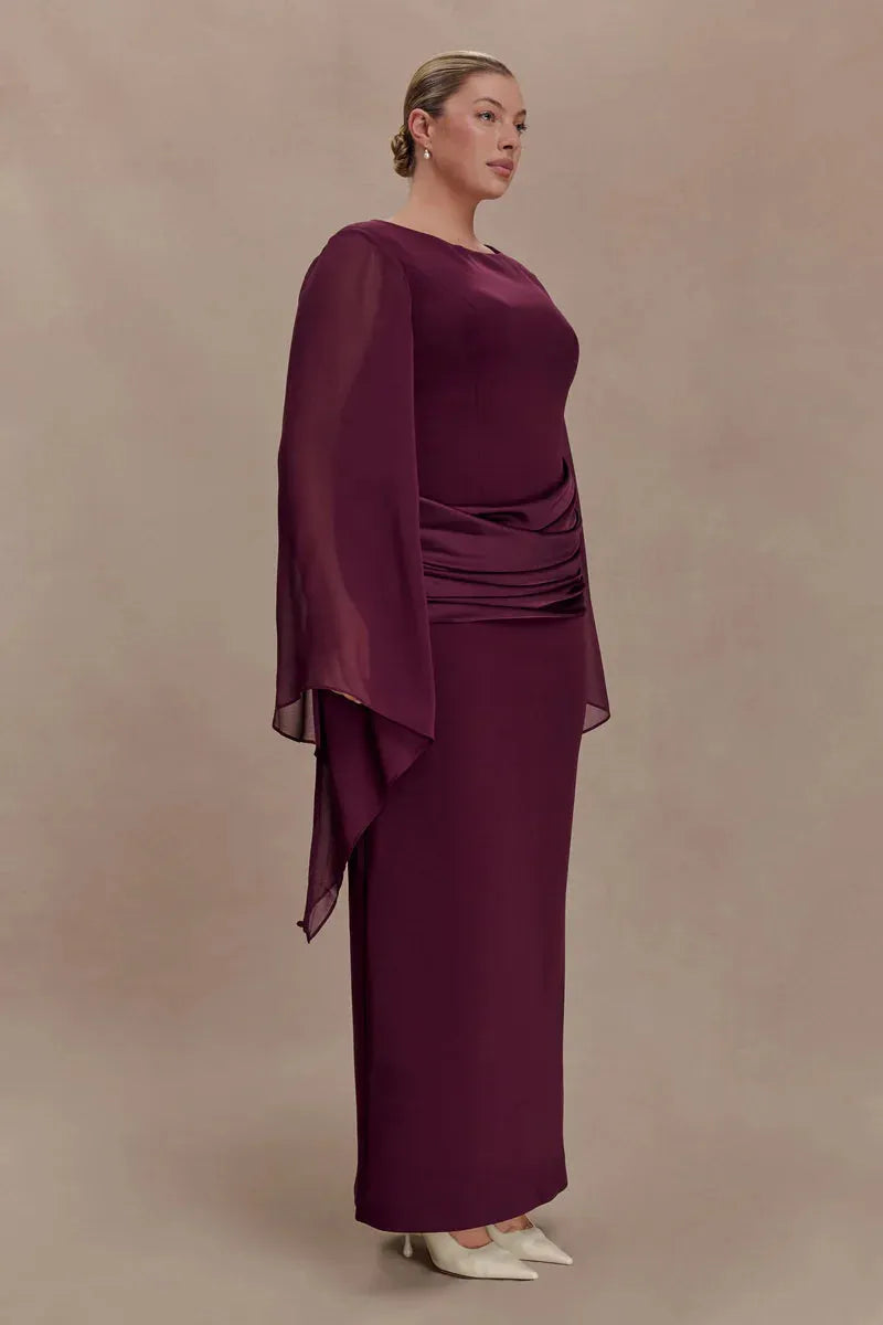 Women's Formal Evening Maxi Wedding Guest Dress with Ruched