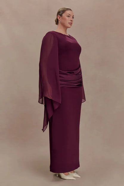Women's Formal Evening Maxi Wedding Guest Dress with Ruched