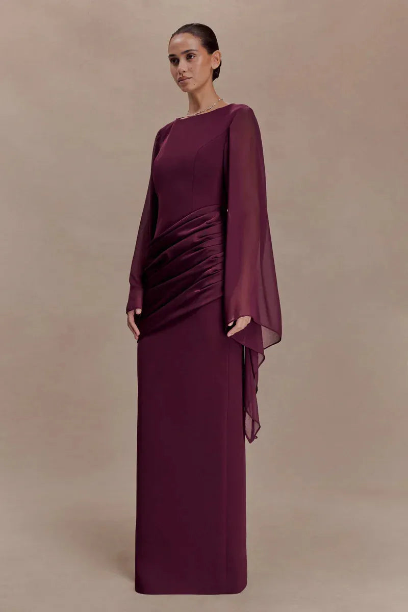 Women's Formal Evening Maxi Wedding Guest Dress with Ruched