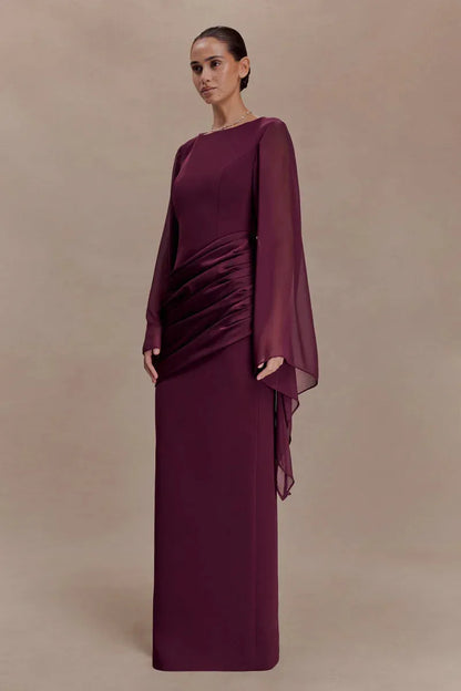 Women's Formal Evening Maxi Wedding Guest Dress with Ruched