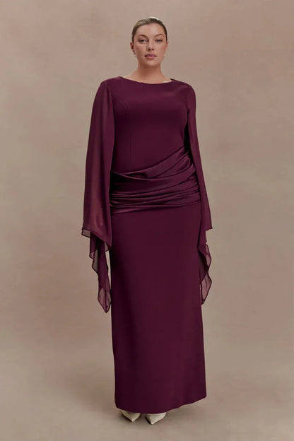 Women's Formal Evening Maxi Wedding Guest Dress with Ruched