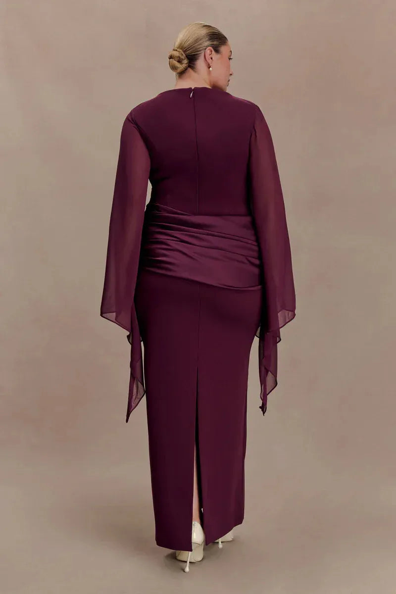 Women's Formal Evening Maxi Wedding Guest Dress with Ruched