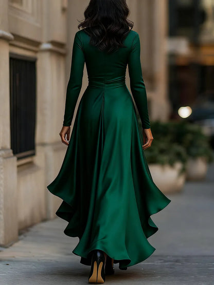 Women's Formal Evening Maxi Wedding Guest Dress with Ruffle