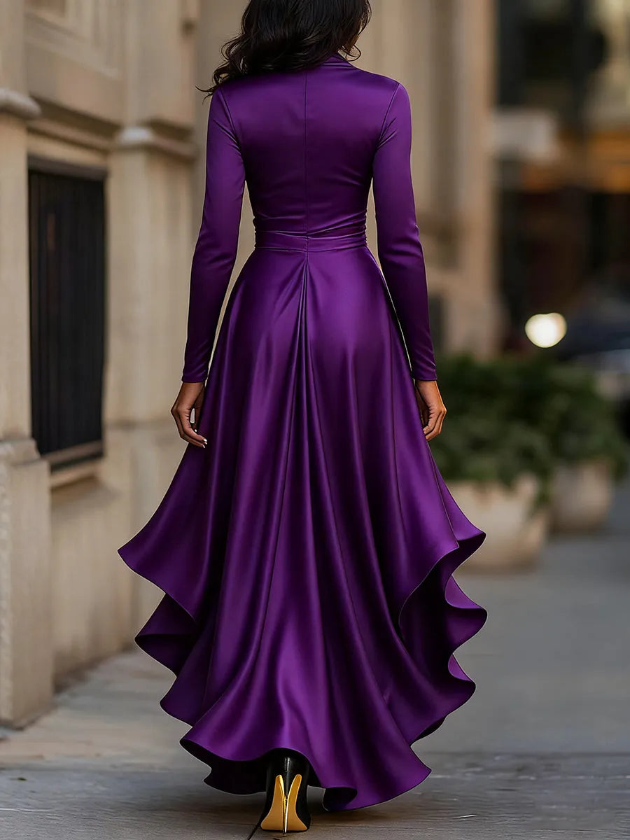 Women's Formal Evening Maxi Wedding Guest Dress with Ruffle