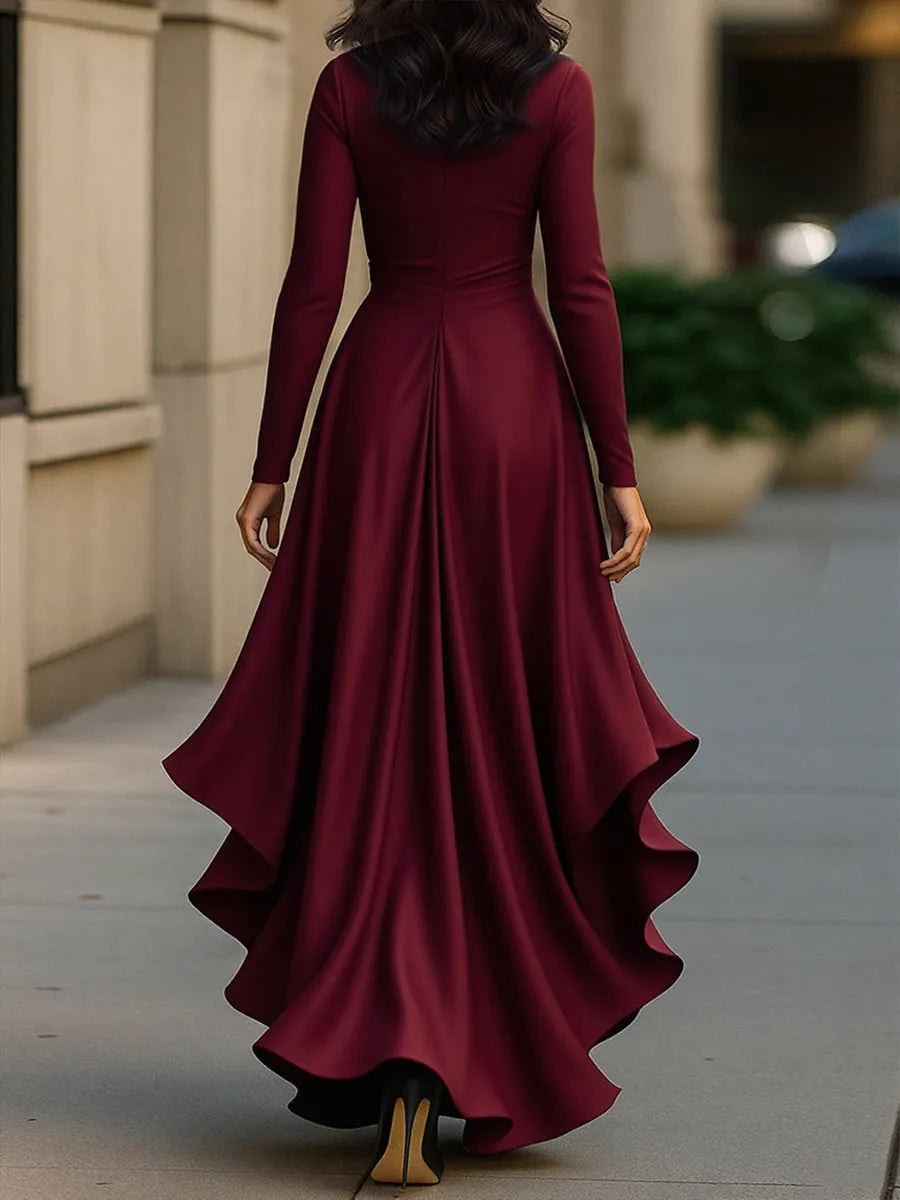Women's Formal Evening Maxi Wedding Guest Dress with Ruffle