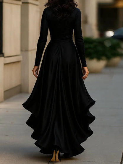 Women's Formal Evening Maxi Wedding Guest Dress with Ruffle