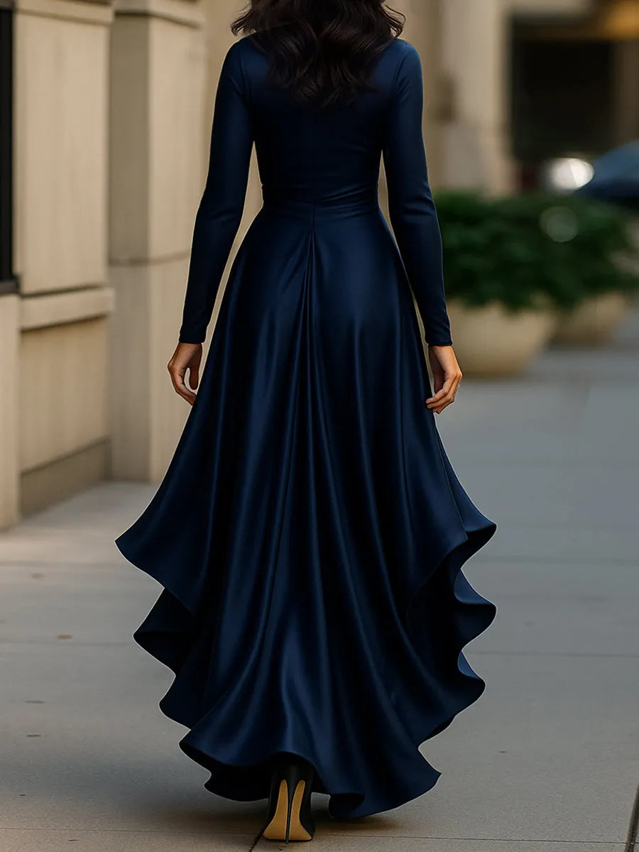Women's Formal Evening Maxi Wedding Guest Dress with Ruffle