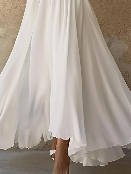 Women's Formal Evening Maxi Wedding Guest Dress with V-Neck