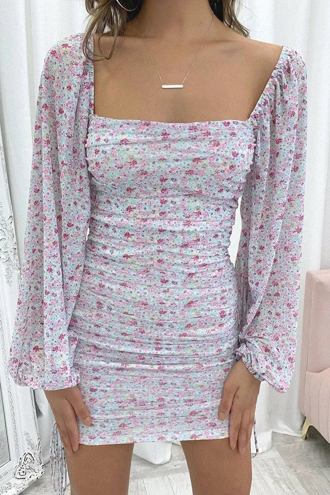 Women's Formal Evening Mini Cocktail Dress with Long Sleeve