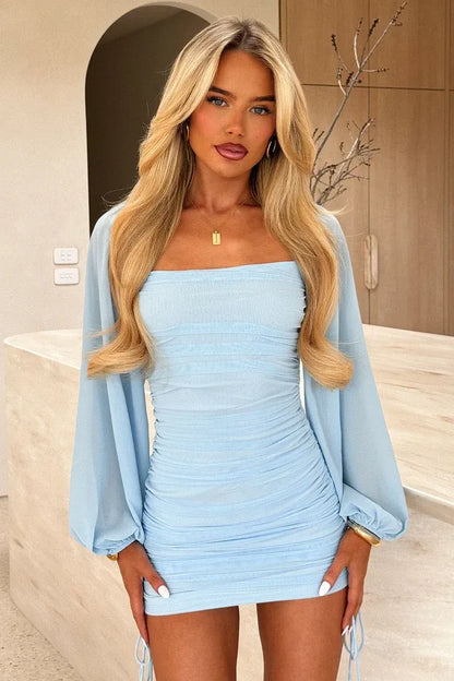 Women's Formal Evening Mini Cocktail Dress with Long Sleeve