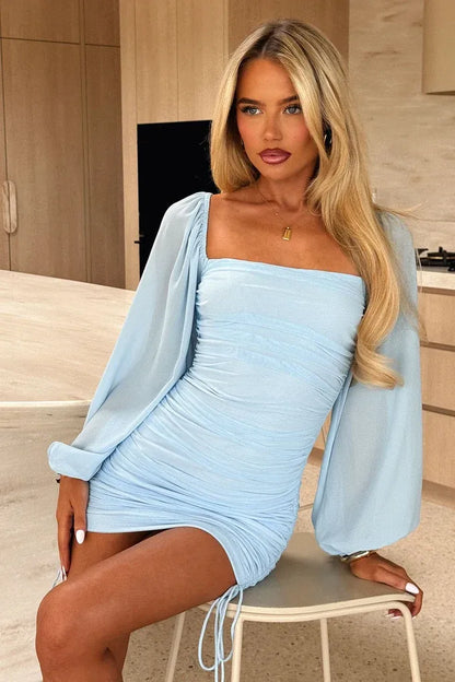 Women's Formal Evening Mini Cocktail Dress with Long Sleeve
