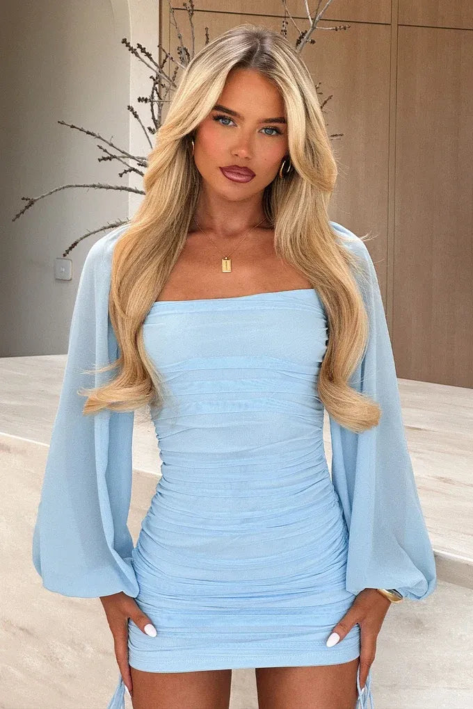 Women's Formal Evening Mini Cocktail Dress with Long Sleeve