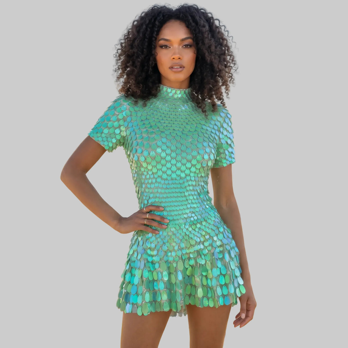 Women’s Formal Evening Mini Cocktail Dress with Short Sleeves