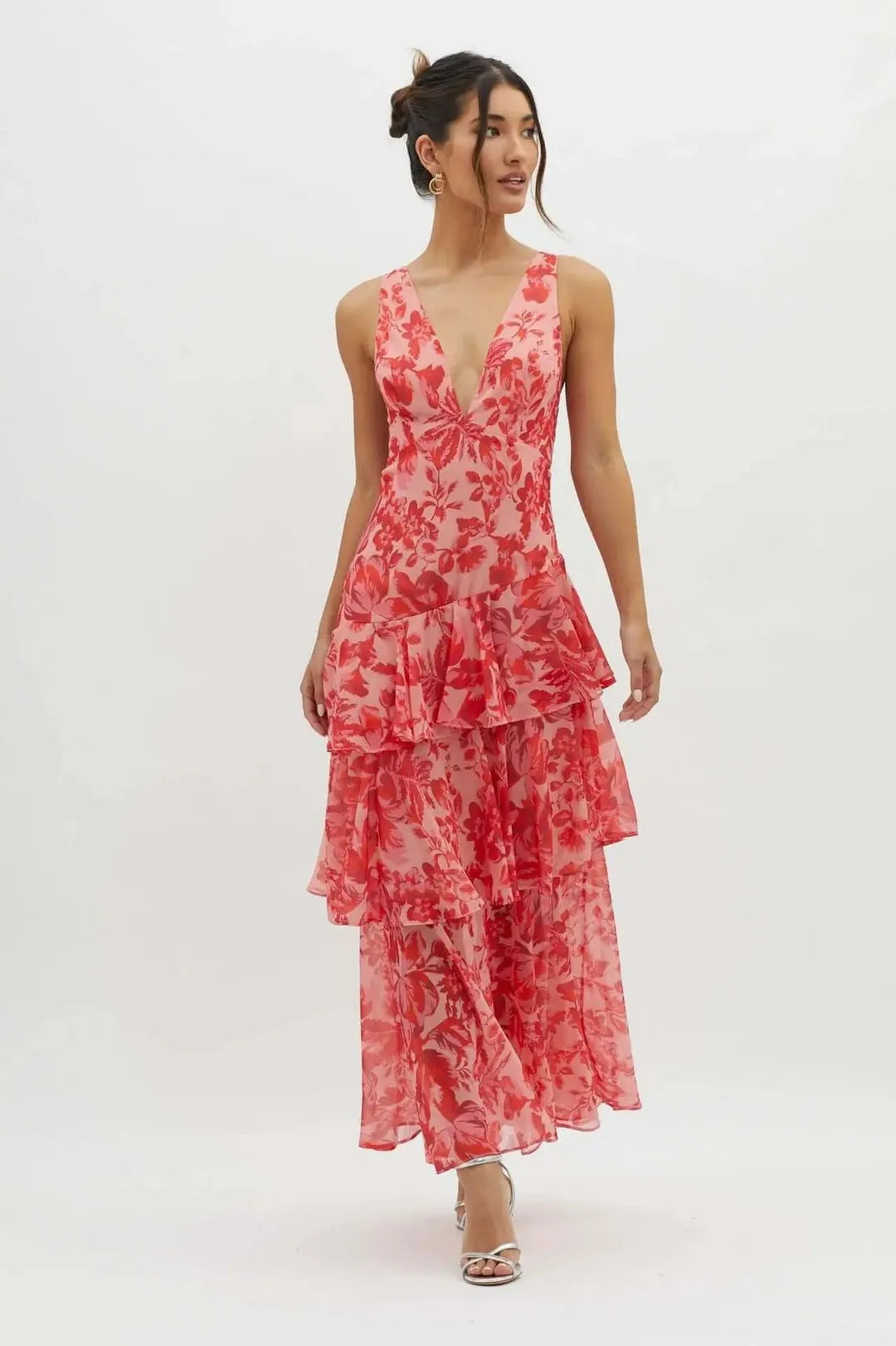 Women's Formal Floral Maxi Wedding Guest Dress with Backless
