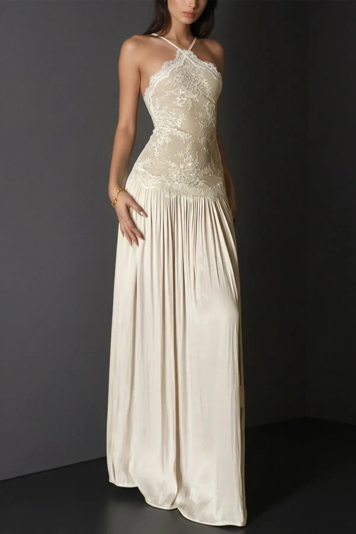 Women's Formal Floral Maxi Wedding Guest Dress with Halter Neck
