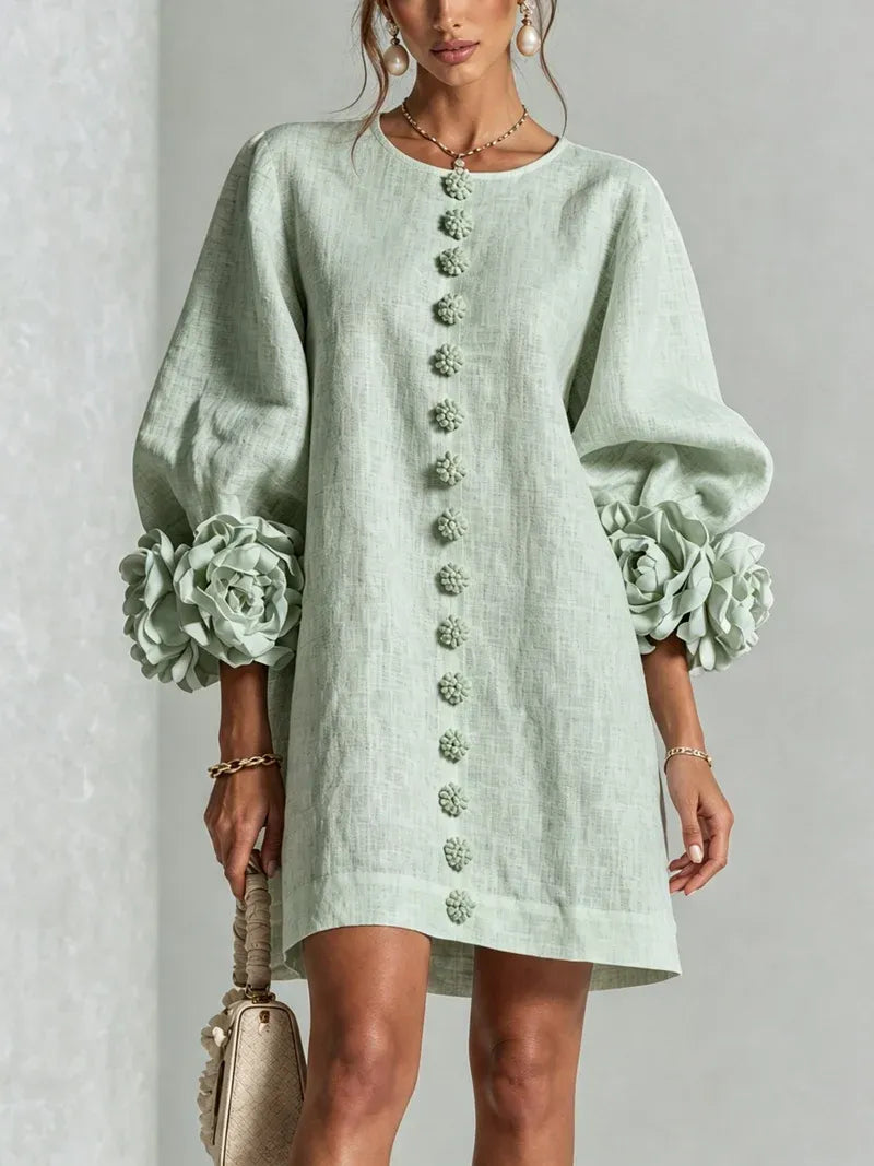 Women's Formal Lightweight Mini Cocktail Dress with Button-Up