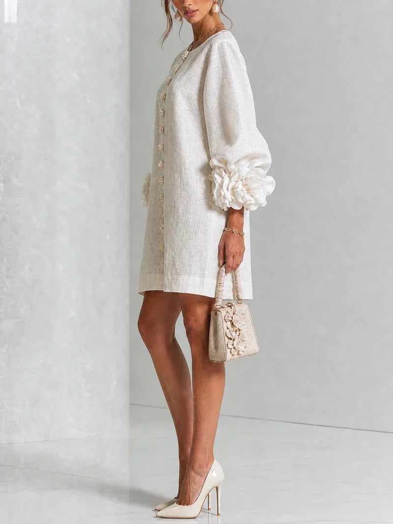 Women's Formal Lightweight Mini Cocktail Dress with Button-Up