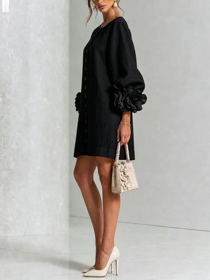 Women's Formal Lightweight Mini Cocktail Dress with Button-Up