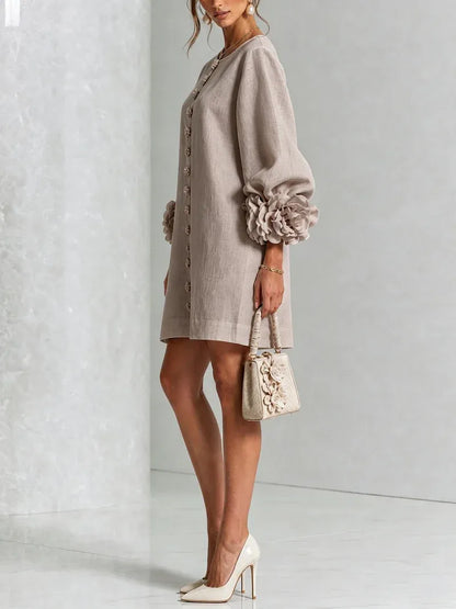 Women's Formal Lightweight Mini Cocktail Dress with Button-Up