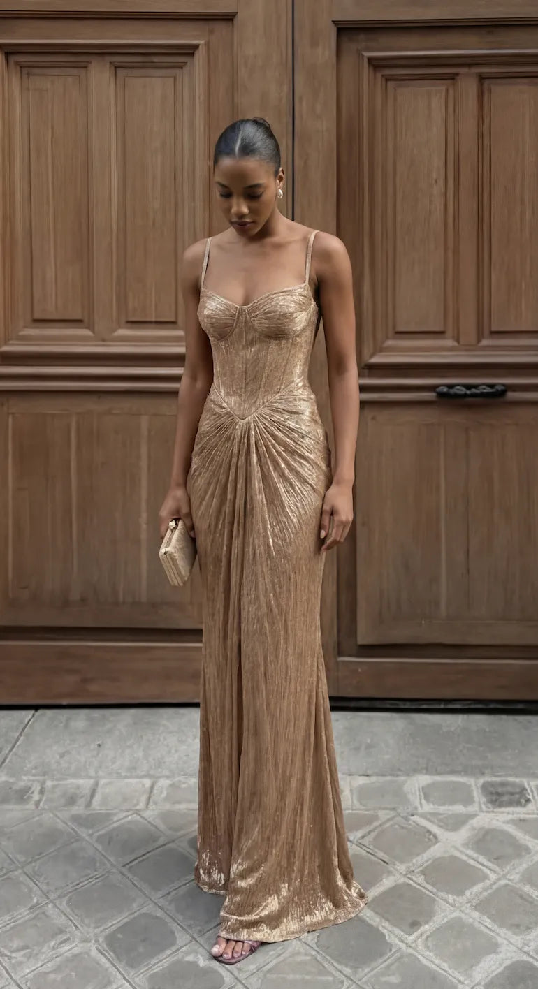 Women's Formal Corset Maxi Cocktail Dress with Sweetheart Neckline