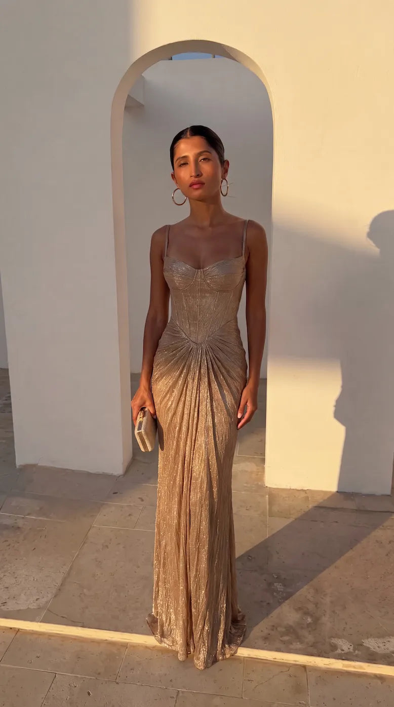 Women's Formal Corset Maxi Cocktail Dress with Sweetheart Neckline