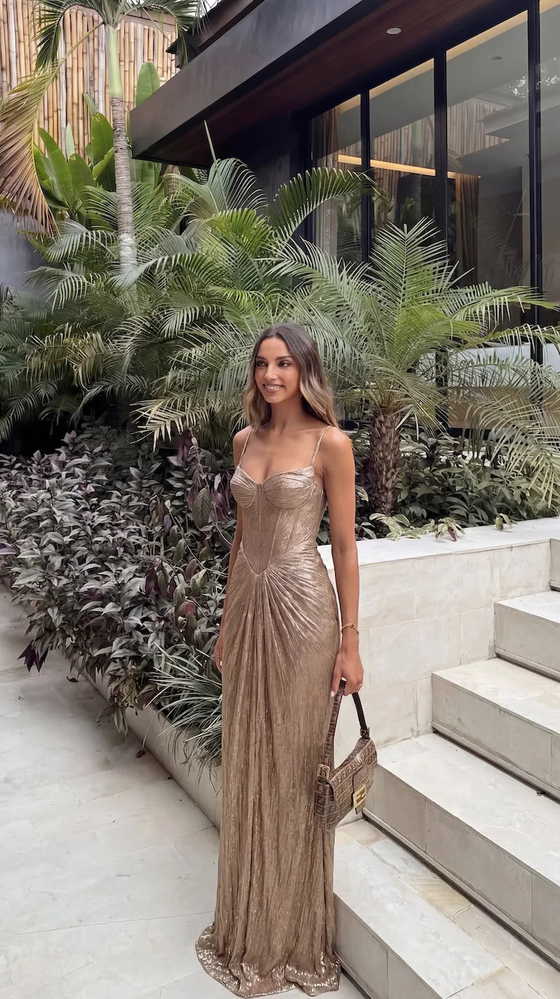 Women's Formal Corset Maxi Cocktail Dress with Sweetheart Neckline