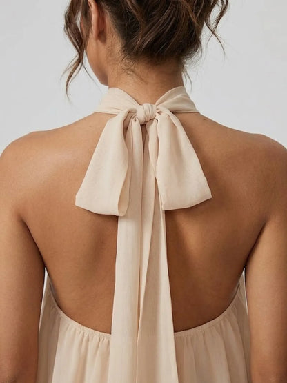Women's Formal Ruffle Mini Cocktail Dress with Halter Neck