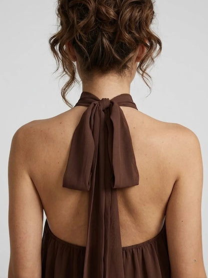 Women's Formal Ruffle Mini Cocktail Dress with Halter Neck
