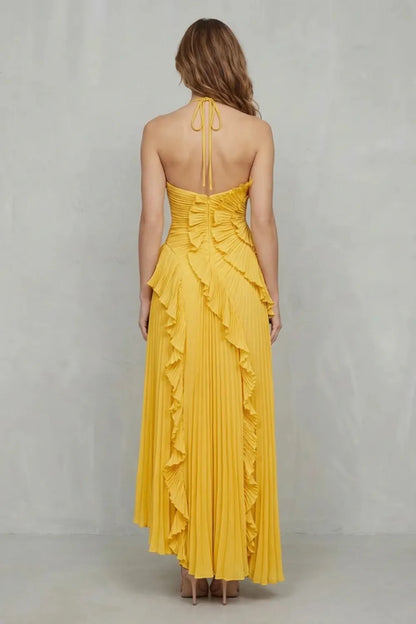 Women's Formal Party Maxi Wedding Guest Dress with Halter Neck