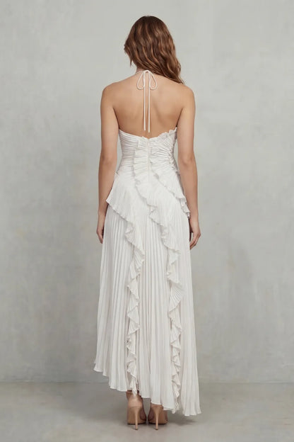 Women's Formal Party Maxi Wedding Guest Dress with Halter Neck