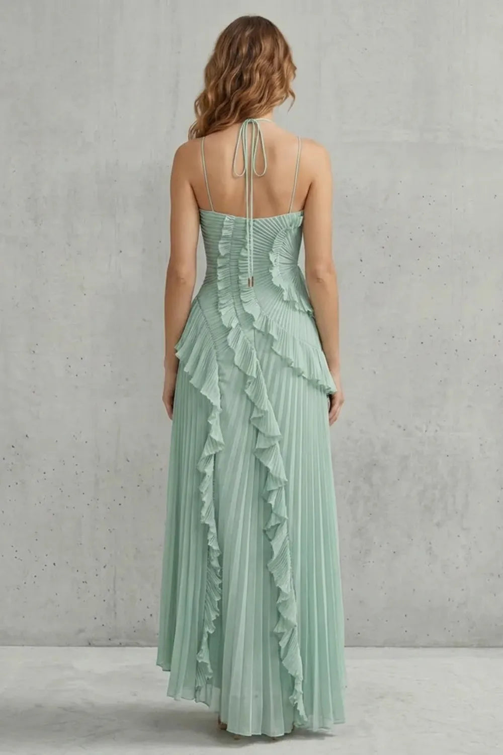 Women's Formal Party Maxi Wedding Guest Dress with Halter Neck