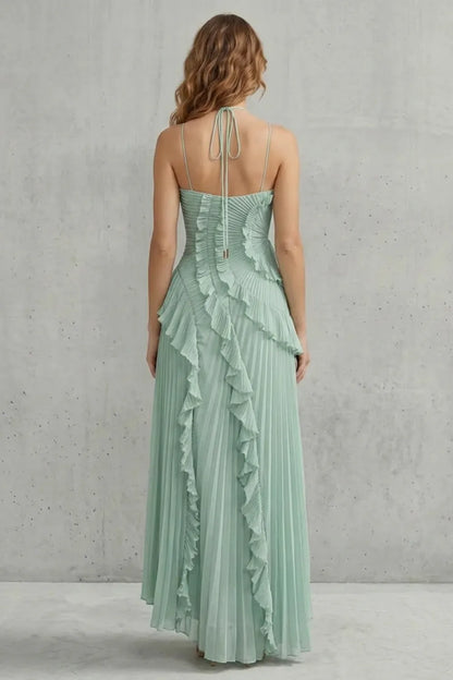 Women's Formal Party Maxi Wedding Guest Dress with Halter Neck