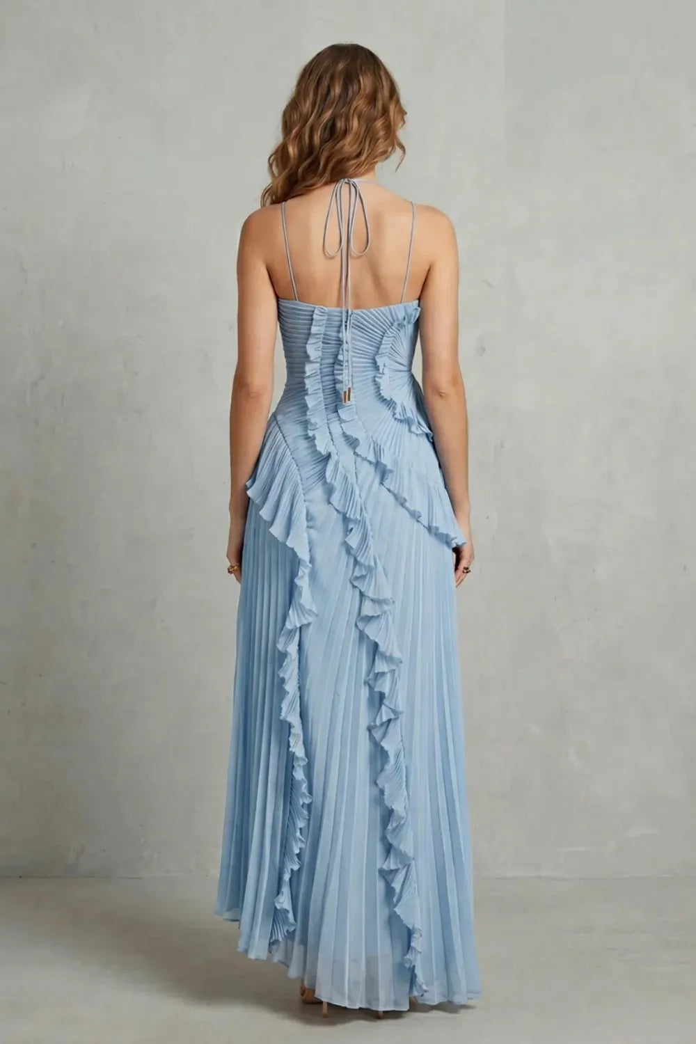 Women's Formal Party Maxi Wedding Guest Dress with Halter Neck