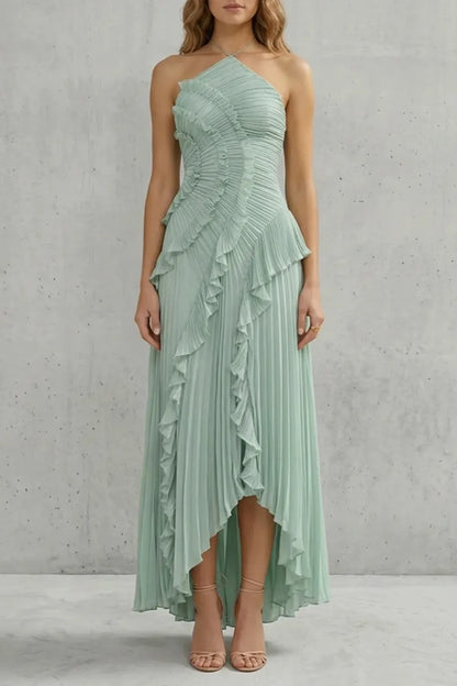 Women's Formal Party Maxi Wedding Guest Dress with Halter Neck