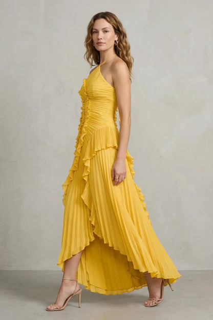 Women's Formal Party Maxi Wedding Guest Dress with Halter Neck