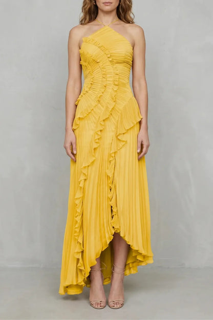 Women's Formal Party Maxi Wedding Guest Dress with Halter Neck