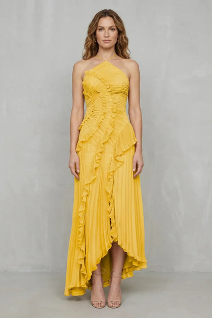 Women's Formal Party Maxi Wedding Guest Dress with Halter Neck