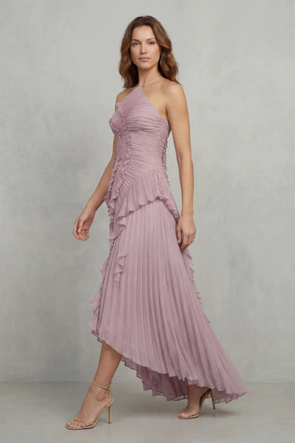 Women's Formal Party Maxi Wedding Guest Dress with Halter Neck
